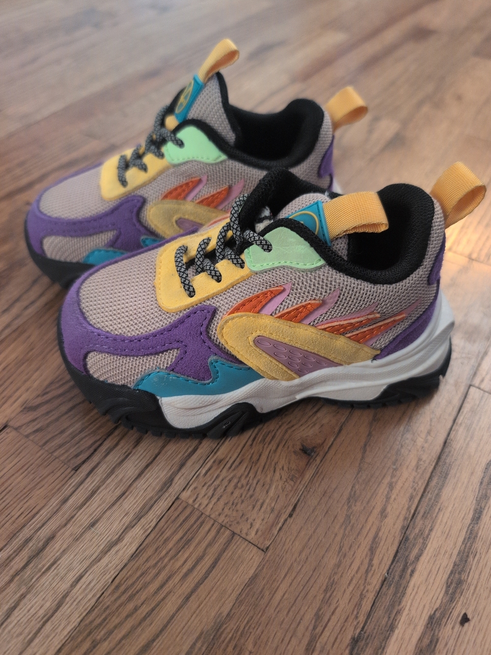 JAVI ACHIEVE Kids Athletic Sneakers in Purple, Yellow & Teal SZ 6